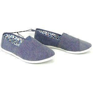 Take A Walk Women's Slip On Linen Navy Flats Sz 10